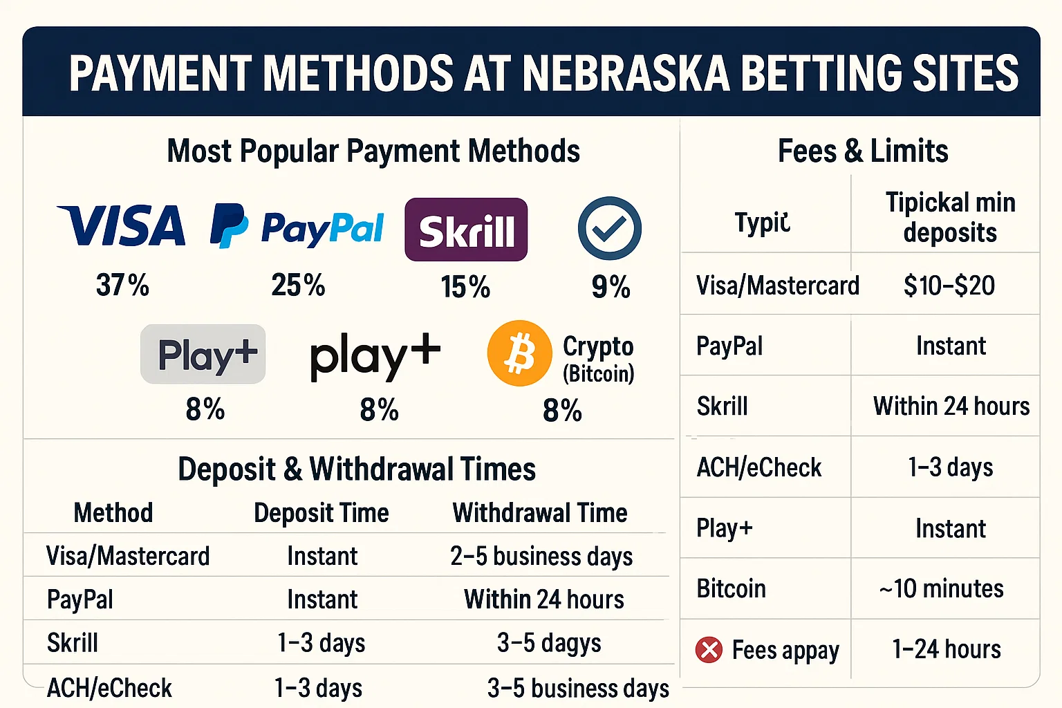 Payment Methods at Nebraska Betting Sites